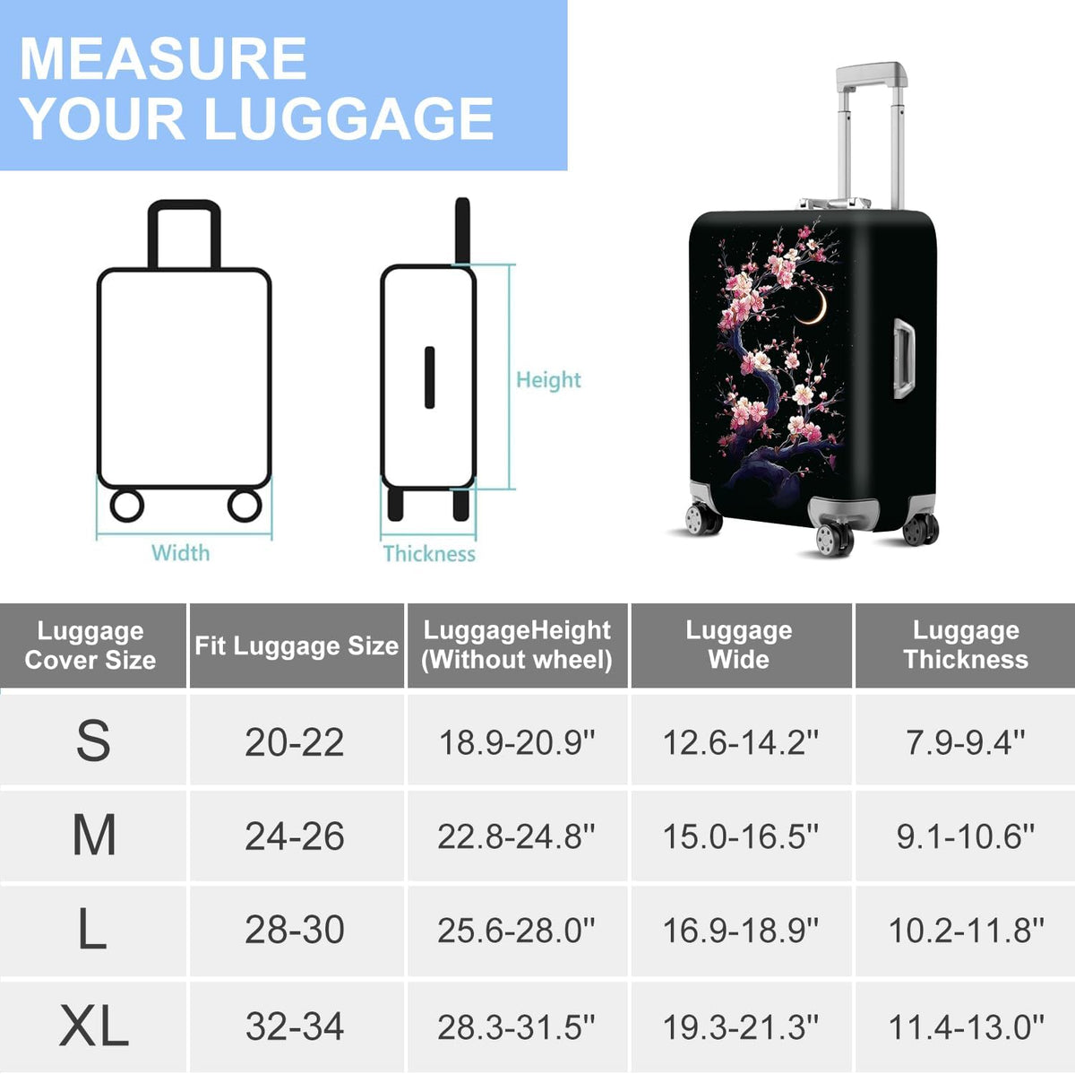 Retro Mountain Landscape Sunset Travel Luggage Cover -Stretchable Airplane Suitcase Protector Sleeve,Universal Washable Fit for 20-22 Inch Checked Baggage,Water Resistant Durable Luggage Protector - Colors B