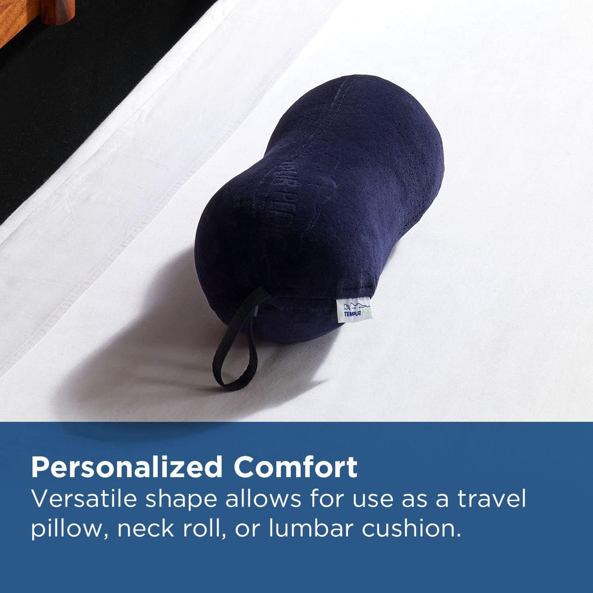 All-Purpose Memory Foam Travel Pillow, Peanut-Shaped Lumbar Pillow for Neck and Back Pressure Relief, Navy