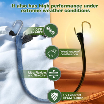Bungee Cords with Hooks (10 Pack) Heavy Duty in 10", 15", 21", 31" Sizes