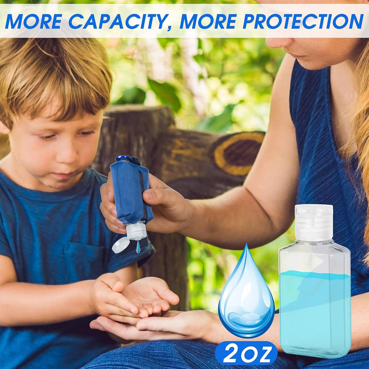 Hand Sanitizer Bottle Case Holder, Travel Size Empty Bottle Refillable Containers for Soap, Lotion, and Liquids - 60ML/2 oz Flip Cap Reusable Bottles with Carabiner Carriers