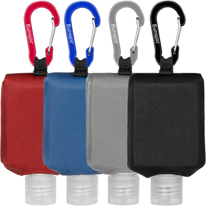 Hand Sanitizer Bottle Case Holder, Travel Size Empty Bottle Refillable Containers for Soap, Lotion, and Liquids - 60ML/2 oz Flip Cap Reusable Bottles with Carabiner Carriers