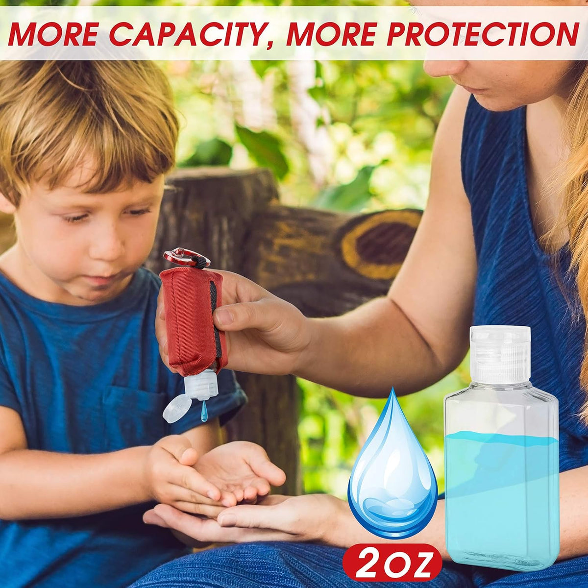 Hand Sanitizer Bottle Case Holder, Travel Size Empty Bottle Refillable Containers for Soap, Lotion, and Liquids - 60ML/2 oz Flip Cap Reusable Bottles with Carabiner Carriers
