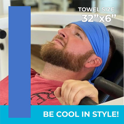 Original Cooling Towel – Be Cool in Style - Heat Relief, Soft, Lightweight, Sun Protection, Easy Clean - Perfect for Biking, Running, Yoga, Gym, Gardening - Blue Wave - Colors B