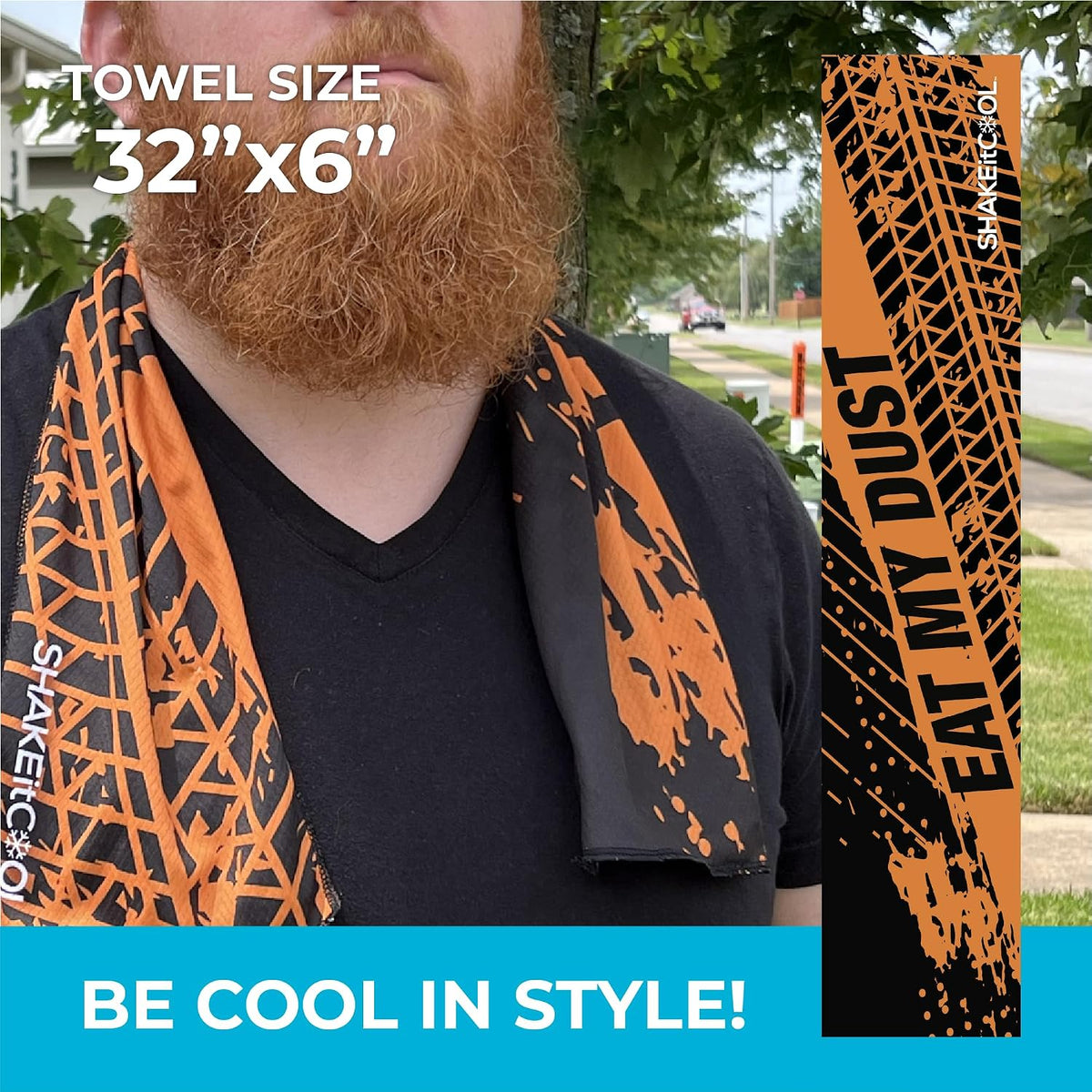Original Cooling Towel – Be Cool in Style - Heat Relief, Soft, Lightweight, Sun Protection, Easy Clean - Perfect for Biking, Running, Yoga, Gym, Gardening - Blue Wave - Colors B