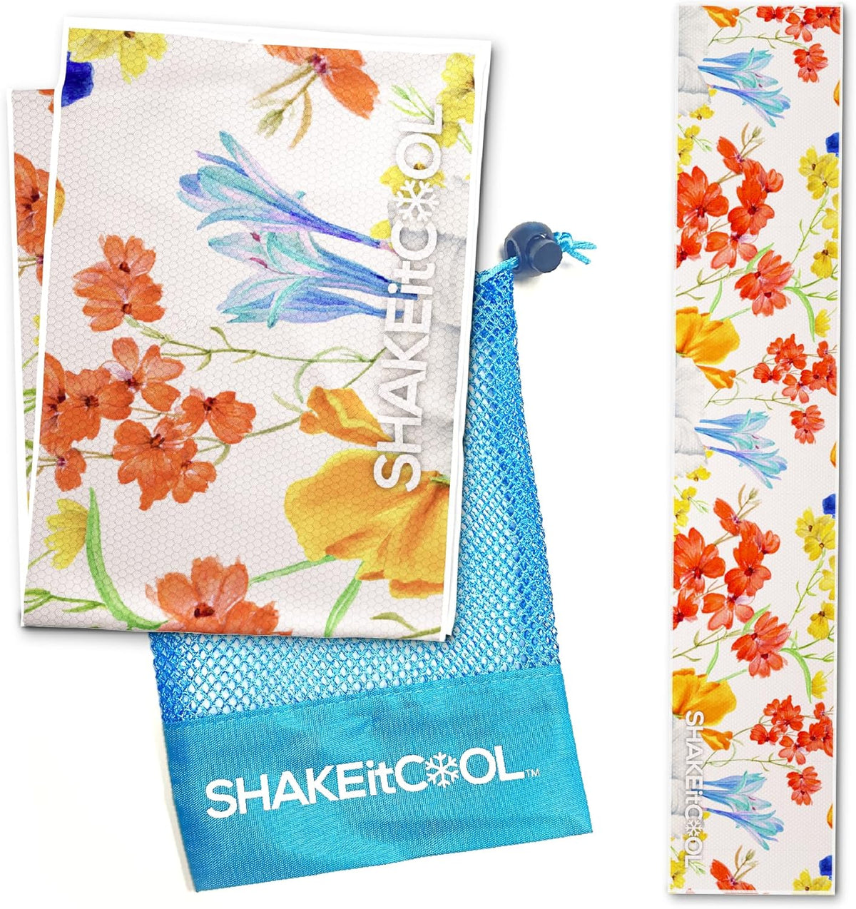 Original Cooling Towel – Be Cool in Style - Heat Relief, Soft, Lightweight, Sun Protection, Easy Clean - Perfect for Biking, Running, Yoga, Gym, Gardening - Blue Wave - Colors B