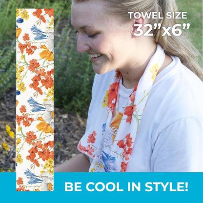 Original Cooling Towel – Be Cool in Style - Heat Relief, Soft, Lightweight, Sun Protection, Easy Clean - Perfect for Biking, Running, Yoga, Gym, Gardening - Blue Wave - Colors B