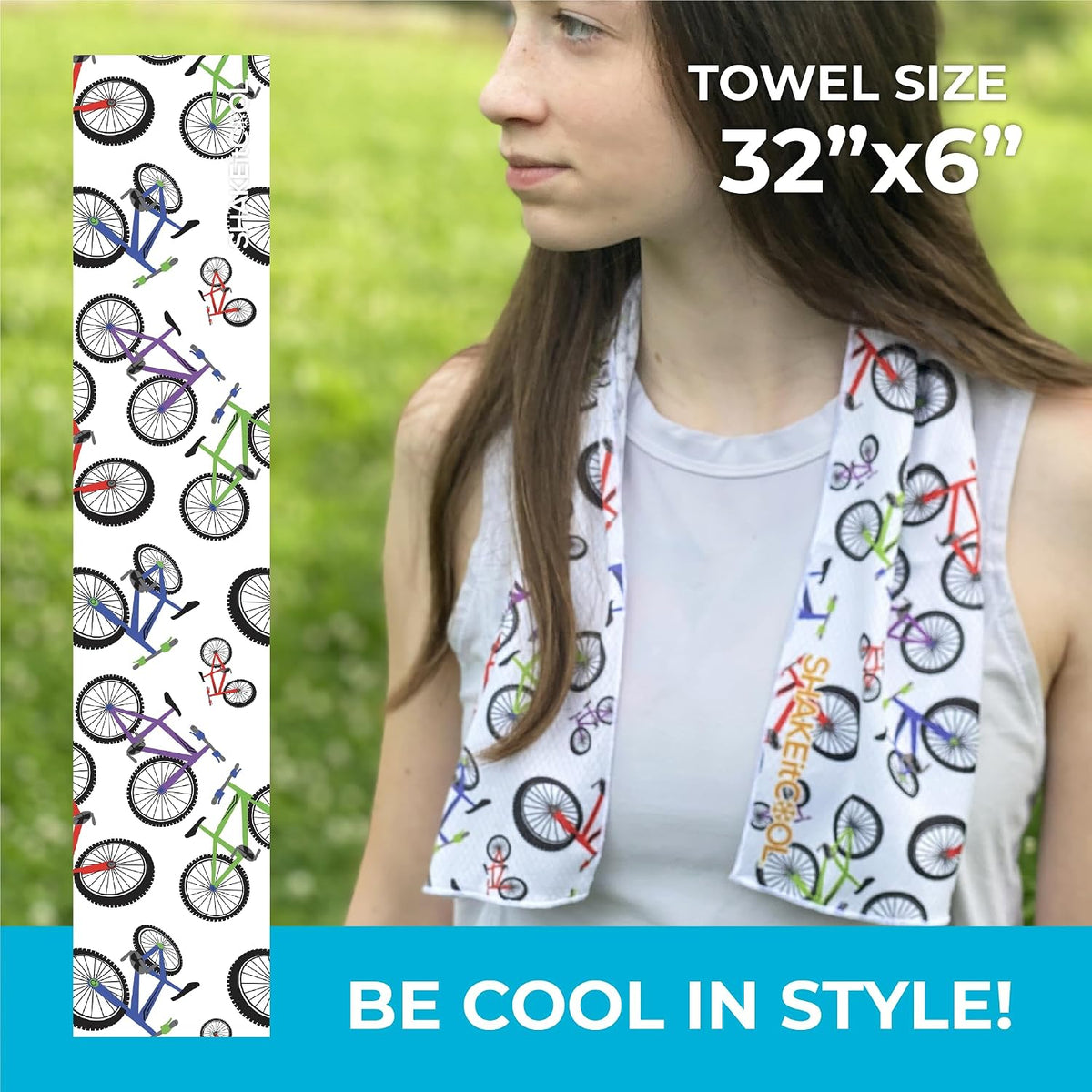 Original Cooling Towel – Be Cool in Style - Heat Relief, Soft, Lightweight, Sun Protection, Easy Clean - Perfect for Biking, Running, Yoga, Gym, Gardening - Blue Wave - Colors B
