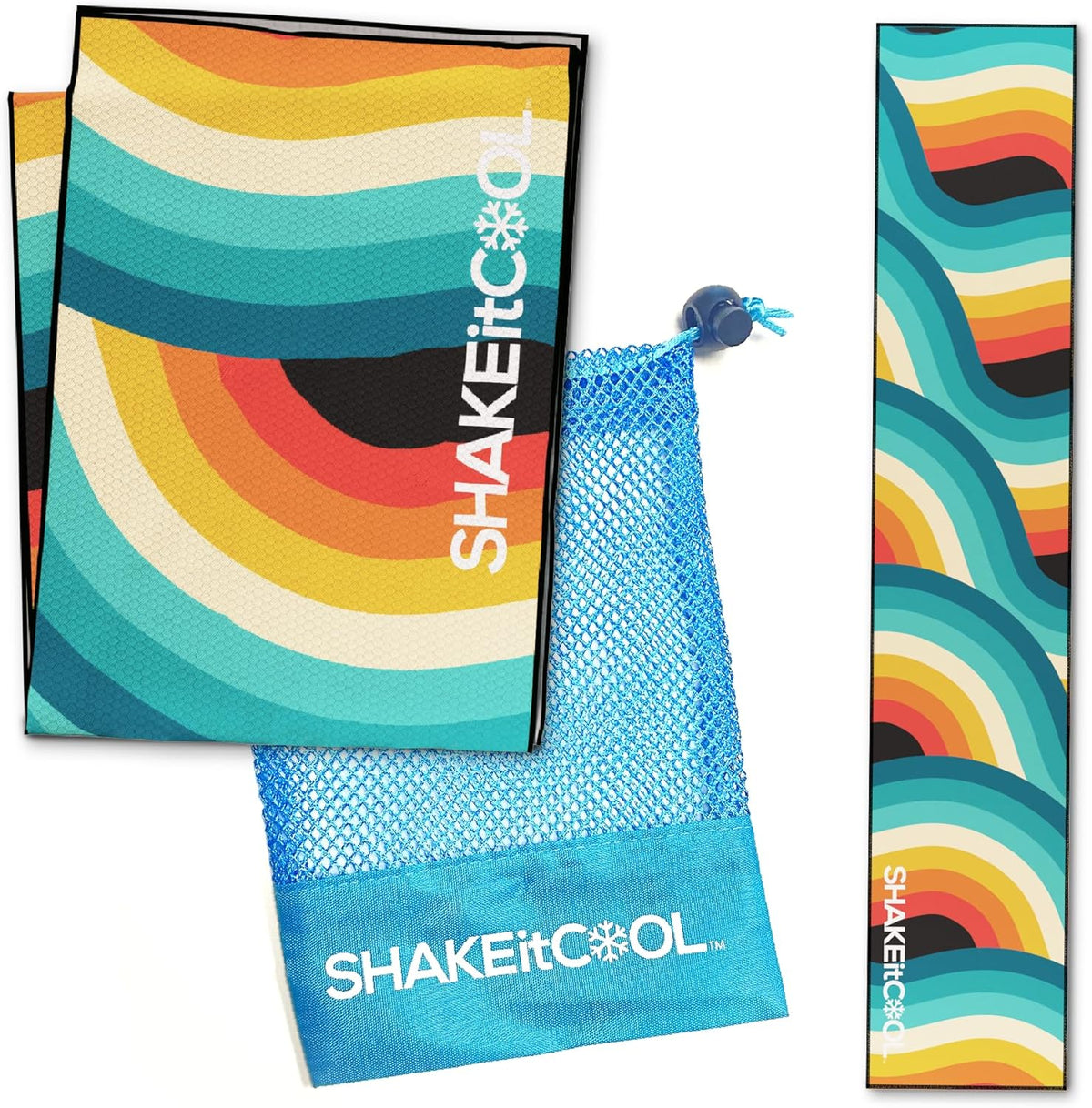 Original Cooling Towel – Be Cool in Style - Heat Relief, Soft, Lightweight, Sun Protection, Easy Clean - Perfect for Biking, Running, Yoga, Gym, Gardening - Blue Wave - Colors B