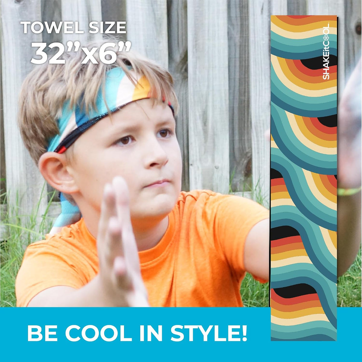 Original Cooling Towel – Be Cool in Style - Heat Relief, Soft, Lightweight, Sun Protection, Easy Clean - Perfect for Biking, Running, Yoga, Gym, Gardening - Blue Wave - Colors B
