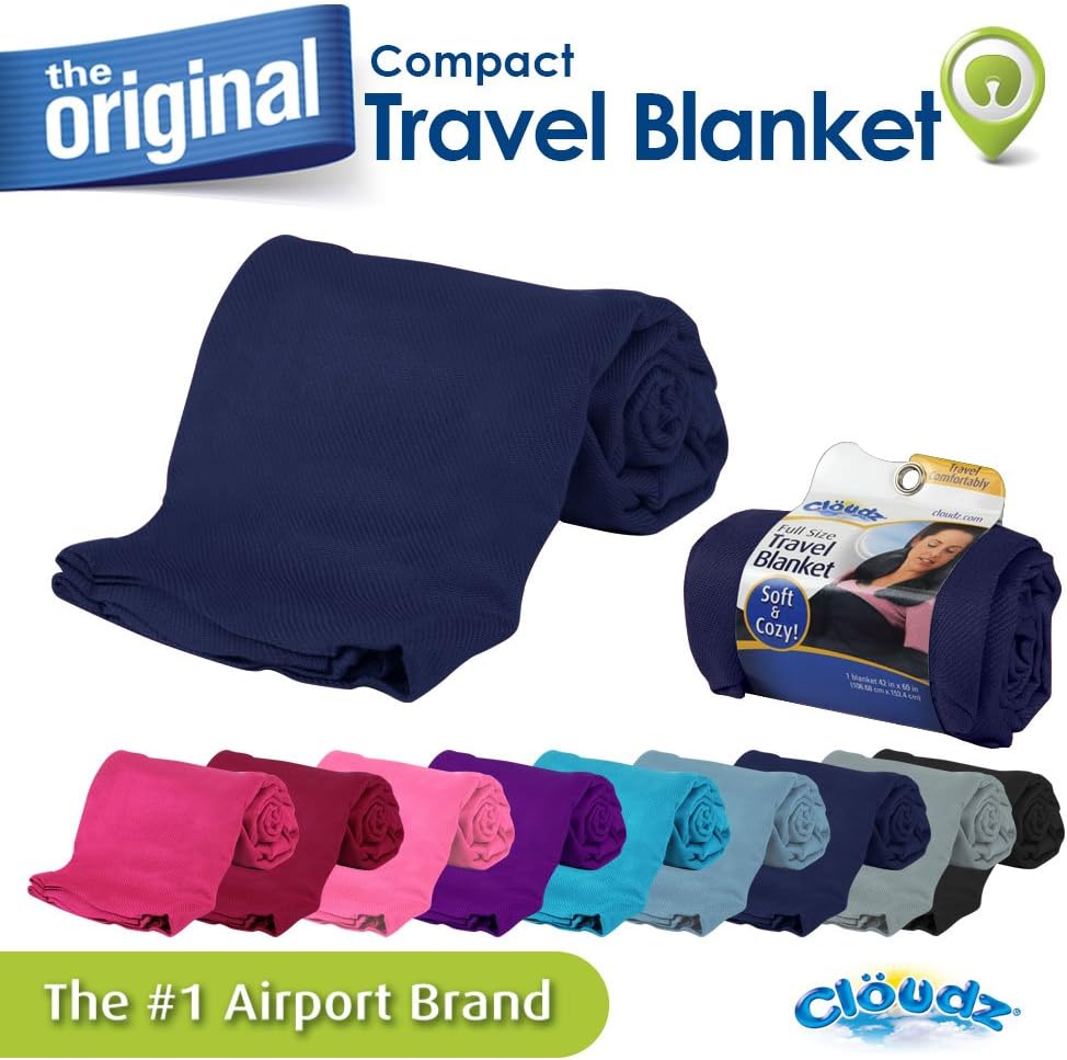 Cloudz Cozy Compact Airplane Travel Blanket for Your Flight, Car, Camping, Home or Comforting Warmth Anywhere! - Charcoal