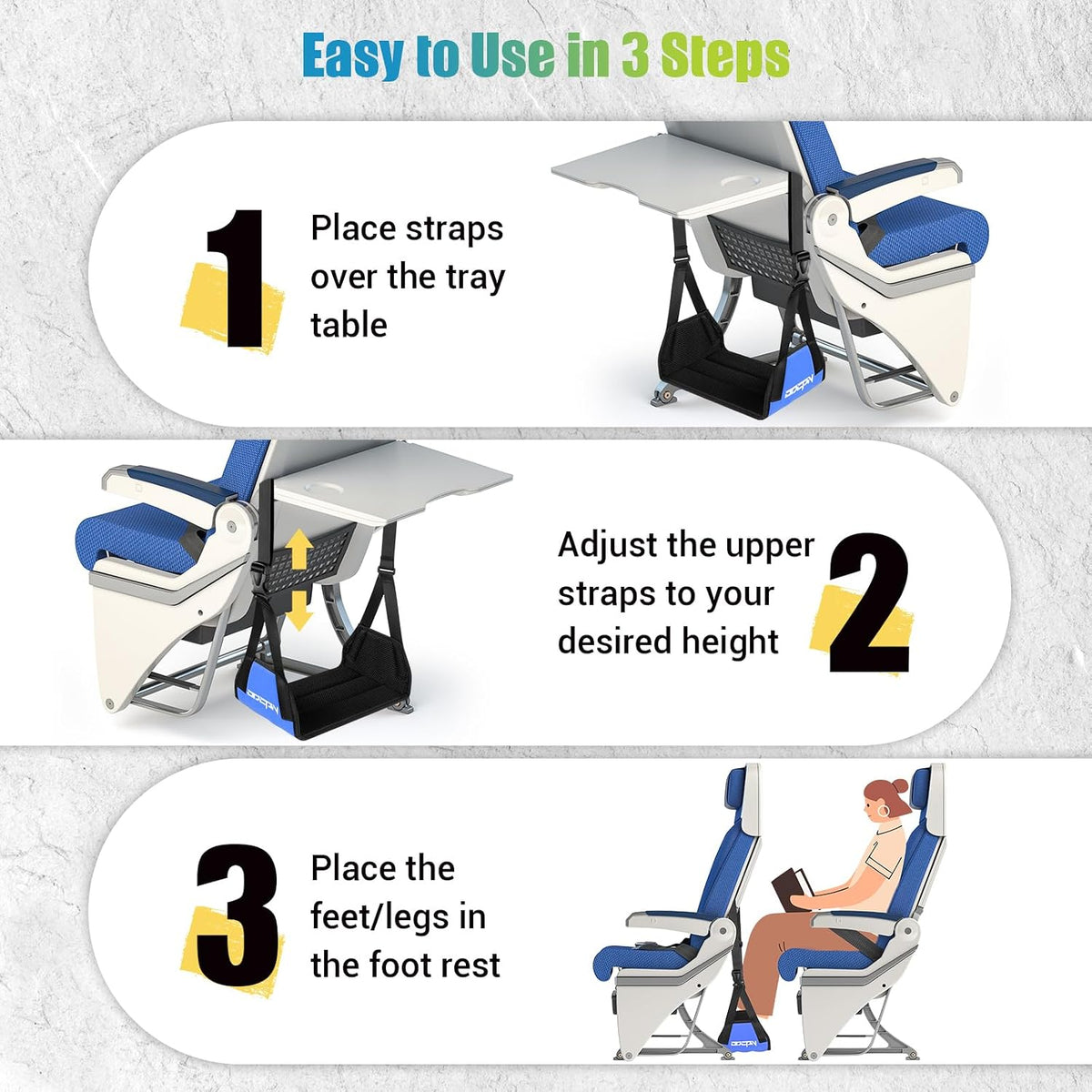 2-Pack Foot Hammock Plane Travel, No Collapse Thickened Bamboo Foot Rest