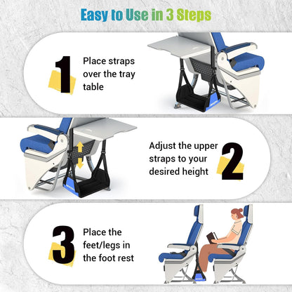 2-Pack Foot Hammock Plane Travel, No Collapse Thickened Bamboo Foot Rest