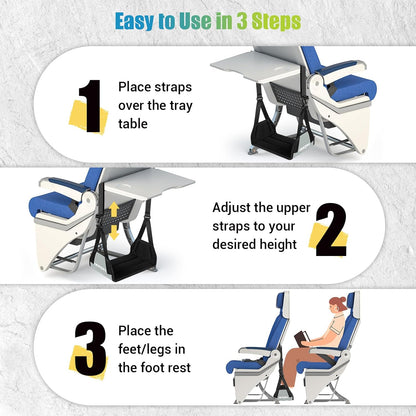 2-Pack Foot Hammock Plane Travel, No Collapse Thickened Bamboo Foot Rest