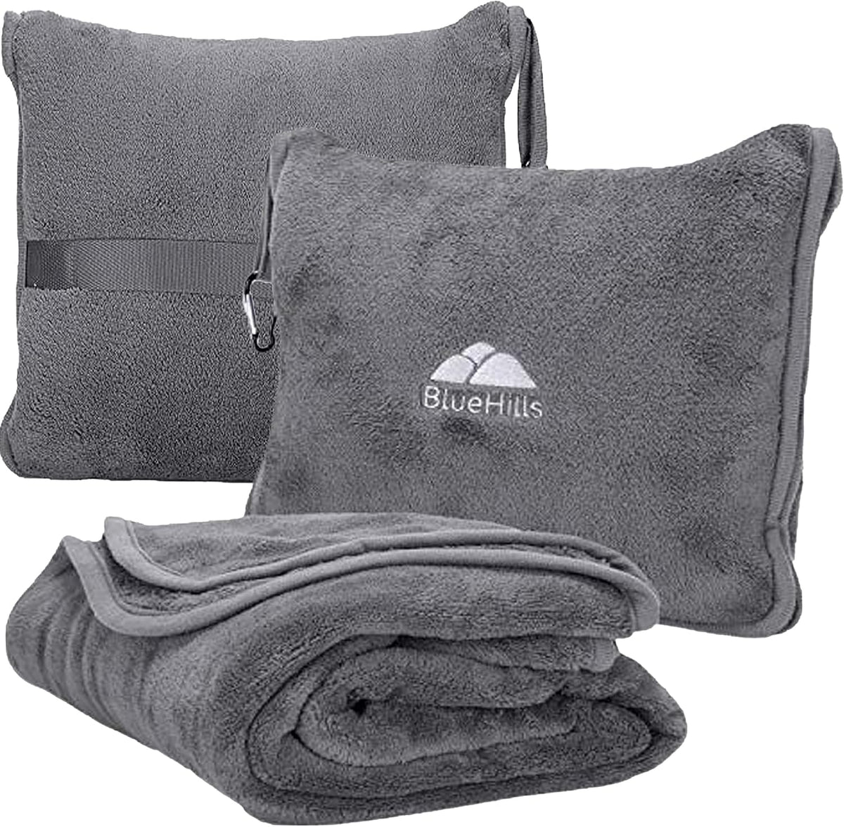 Premium Soft Travel Blanket Pillow 2-in-1 Airplane Warm - Gray