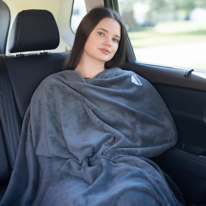Premium Soft Travel Blanket Pillow 2-in-1 Airplane Warm - Gray