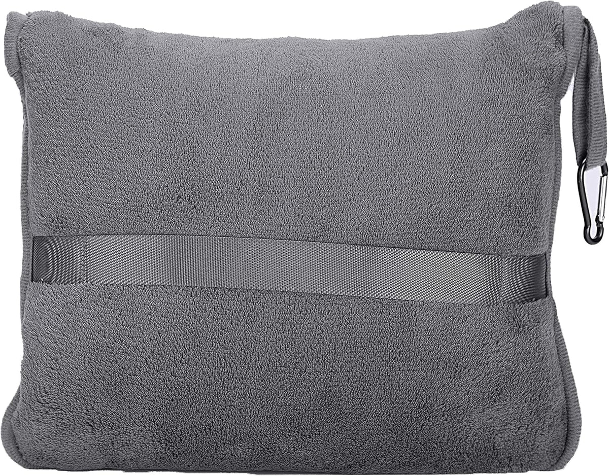 Premium Soft Travel Blanket Pillow 2-in-1 Airplane Warm - Gray