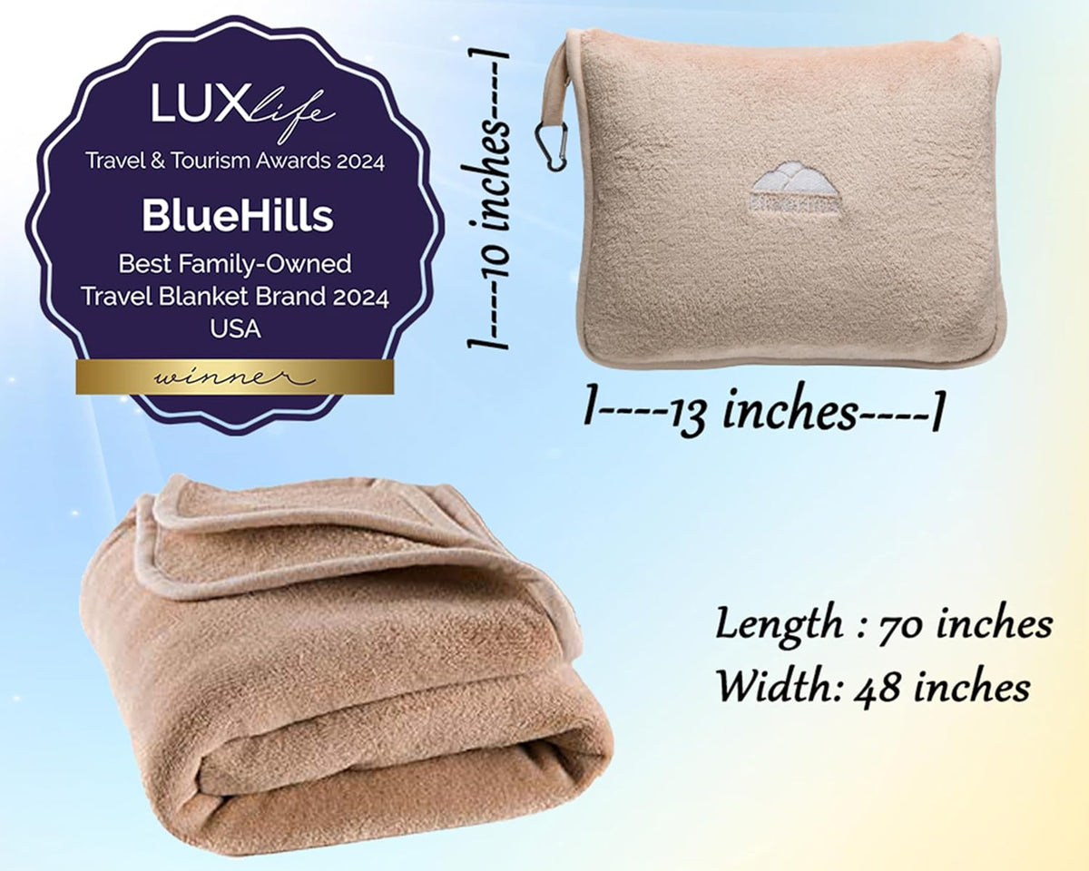 Premium Soft Travel Blanket Pillow 2-in-1 Airplane Warm - Gray
