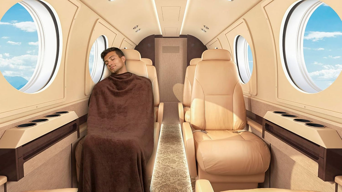 Premium Soft Travel Blanket Pillow 2-in-1 Airplane Warm - Gray