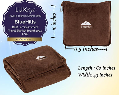Premium Soft Travel Blanket Pillow 2-in-1 Airplane Warm - Gray