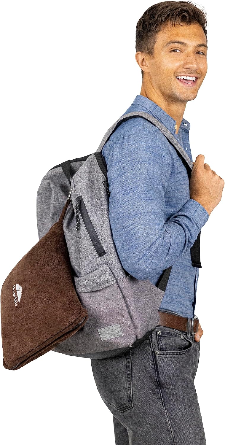 Premium Soft Travel Blanket Pillow 2-in-1 Airplane Warm - Gray
