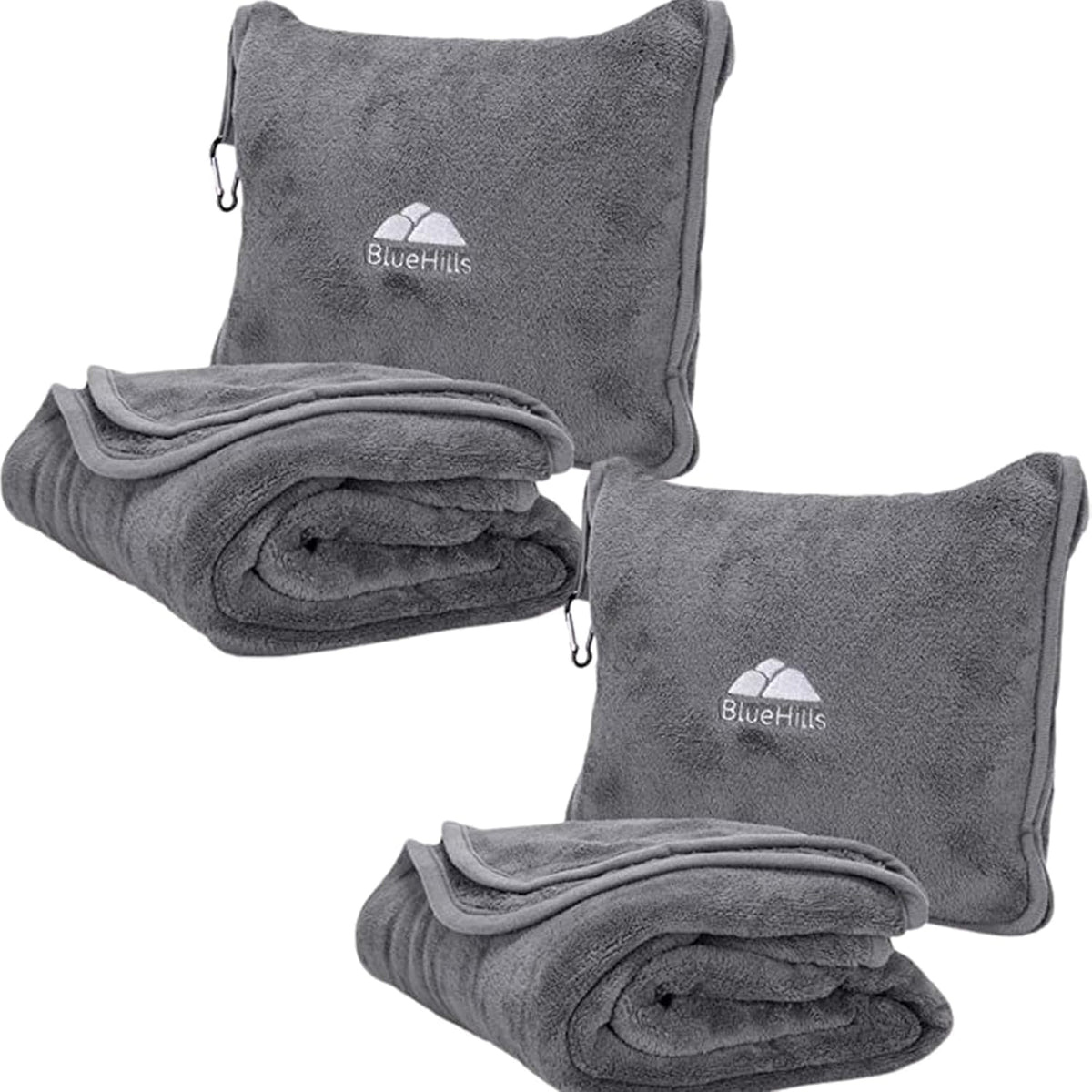 Premium Soft Travel Blanket Pillow 2-in-1 Airplane Warm - Gray