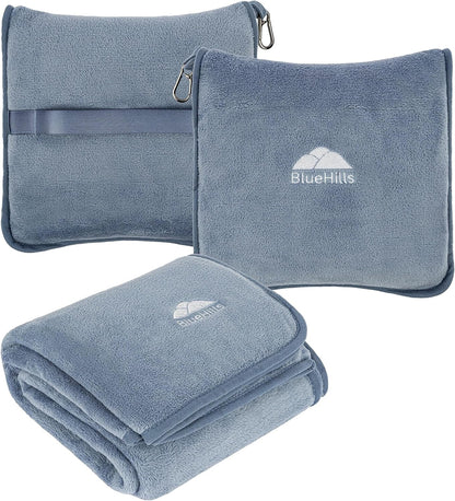 Premium Soft Travel Blanket Pillow 2-in-1 Airplane Warm - Gray