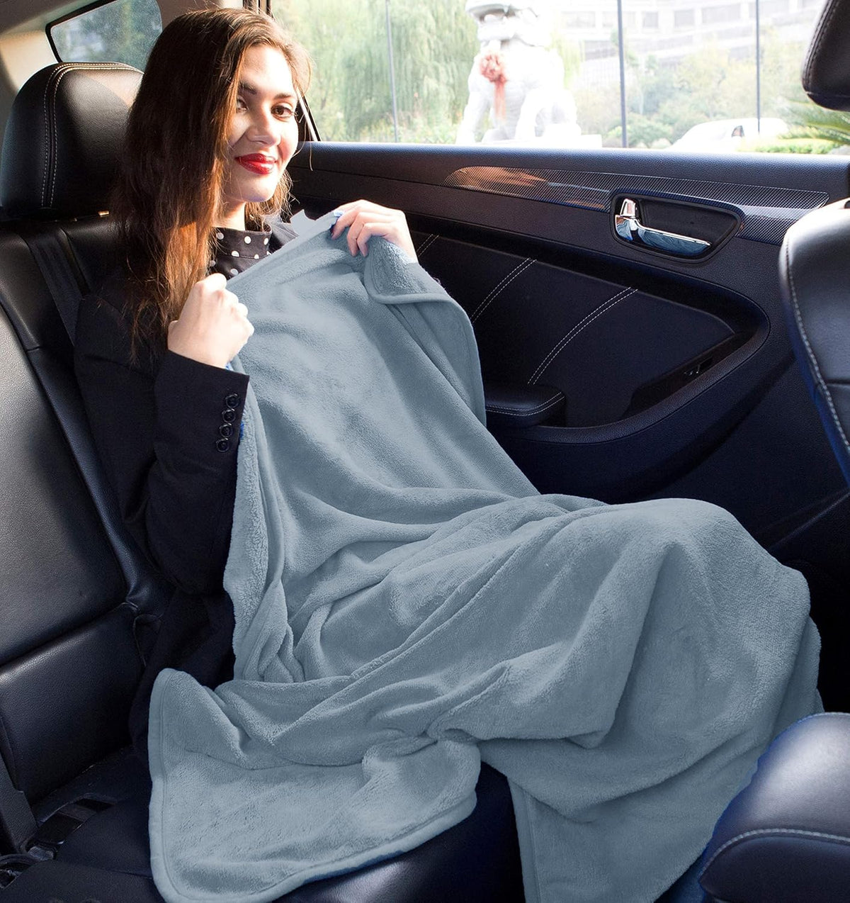 Premium Soft Travel Blanket Pillow 2-in-1 Airplane Warm - Gray