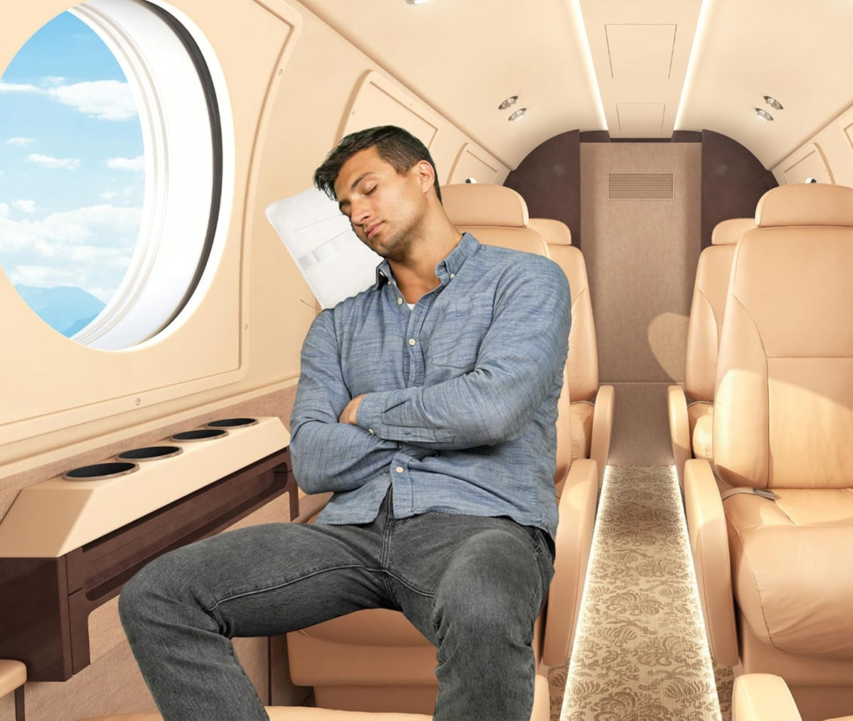 Premium Soft Travel Blanket Pillow 2-in-1 Airplane Warm - Gray