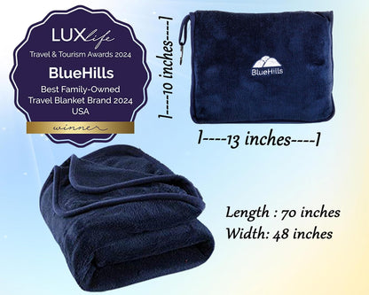 Premium Soft Travel Blanket Pillow 2-in-1 Airplane Warm - Gray