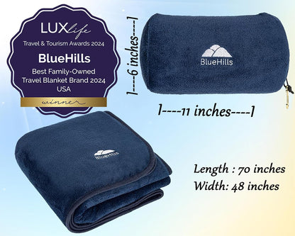 Premium Soft Travel Blanket Pillow 2-in-1 Airplane Warm - Gray