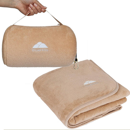 Premium Soft Travel Blanket Pillow 2-in-1 Airplane Warm - Gray