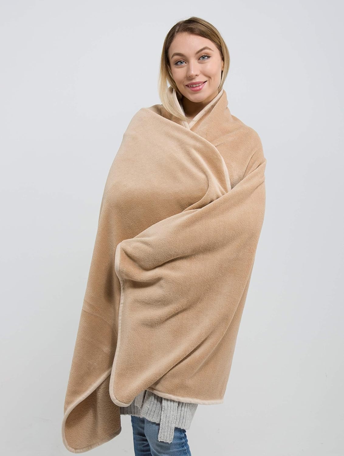 Premium Soft Travel Blanket Pillow 2-in-1 Airplane Warm - Gray