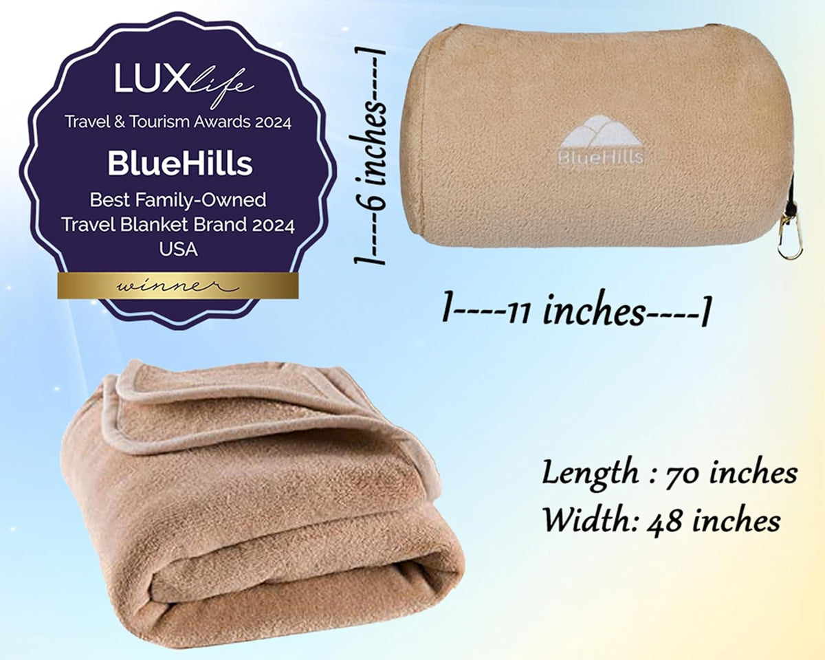 Premium Soft Travel Blanket Pillow 2-in-1 Airplane Warm - Gray
