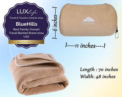 Premium Soft Travel Blanket Pillow 2-in-1 Airplane Warm - Gray