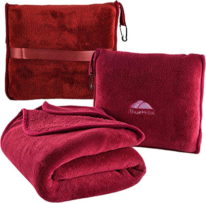 Premium Soft Travel Blanket Pillow 2-in-1 Airplane Warm - Gray