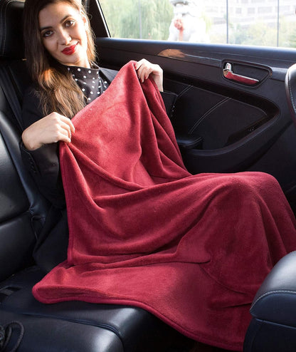 Premium Soft Travel Blanket Pillow 2-in-1 Airplane Warm - Gray