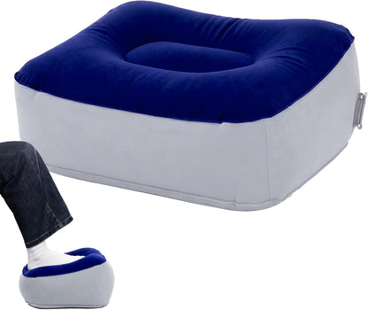Inflatable Foot Rest for Airplane Travel, Portable Travel Foot Pillow for Office, Home Desk & Car, Adjustable Leg Rest for Economy Flight Comfort
