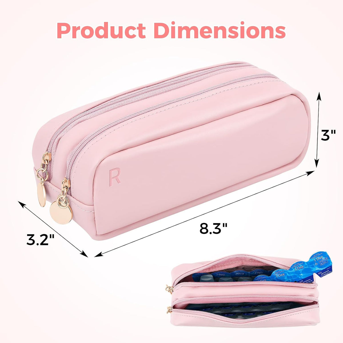 Daily Contact Lens Organizer Case – Waterproof Contact Lens Case for Travel or Home, Portable Contact Case with Clearly Labeled R & L for Disposable Lenses, Holds Up to 60 Disposable Lenses