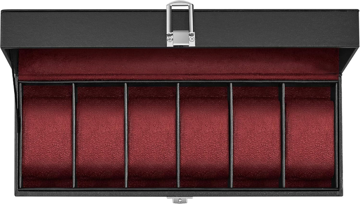SONGMICS Watch Box, 12-Slot Watch Case Organizer with Large Glass Lid, Removable Pillows, Gift for Loved Ones, Black Synthetic Leather, Gray Lining UJWB12BK