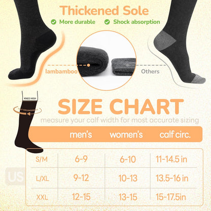 Merino Wool Compression Socks for Women Men 15-20 mmHg for flying
