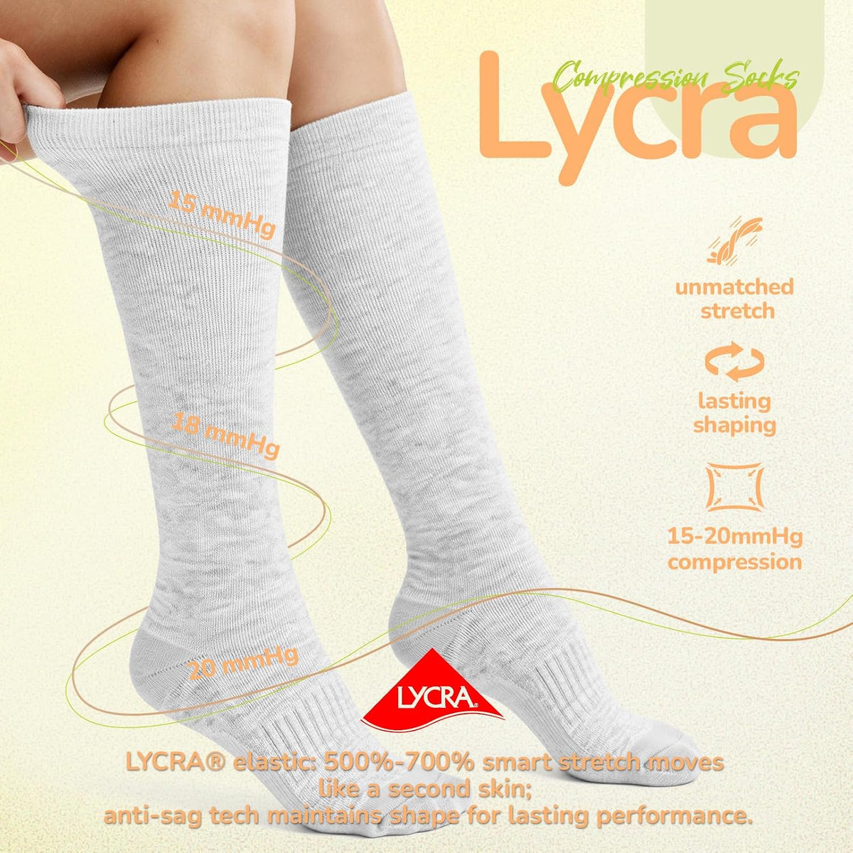 Merino Wool Compression Socks for Women Men 15-20 mmHg for flying