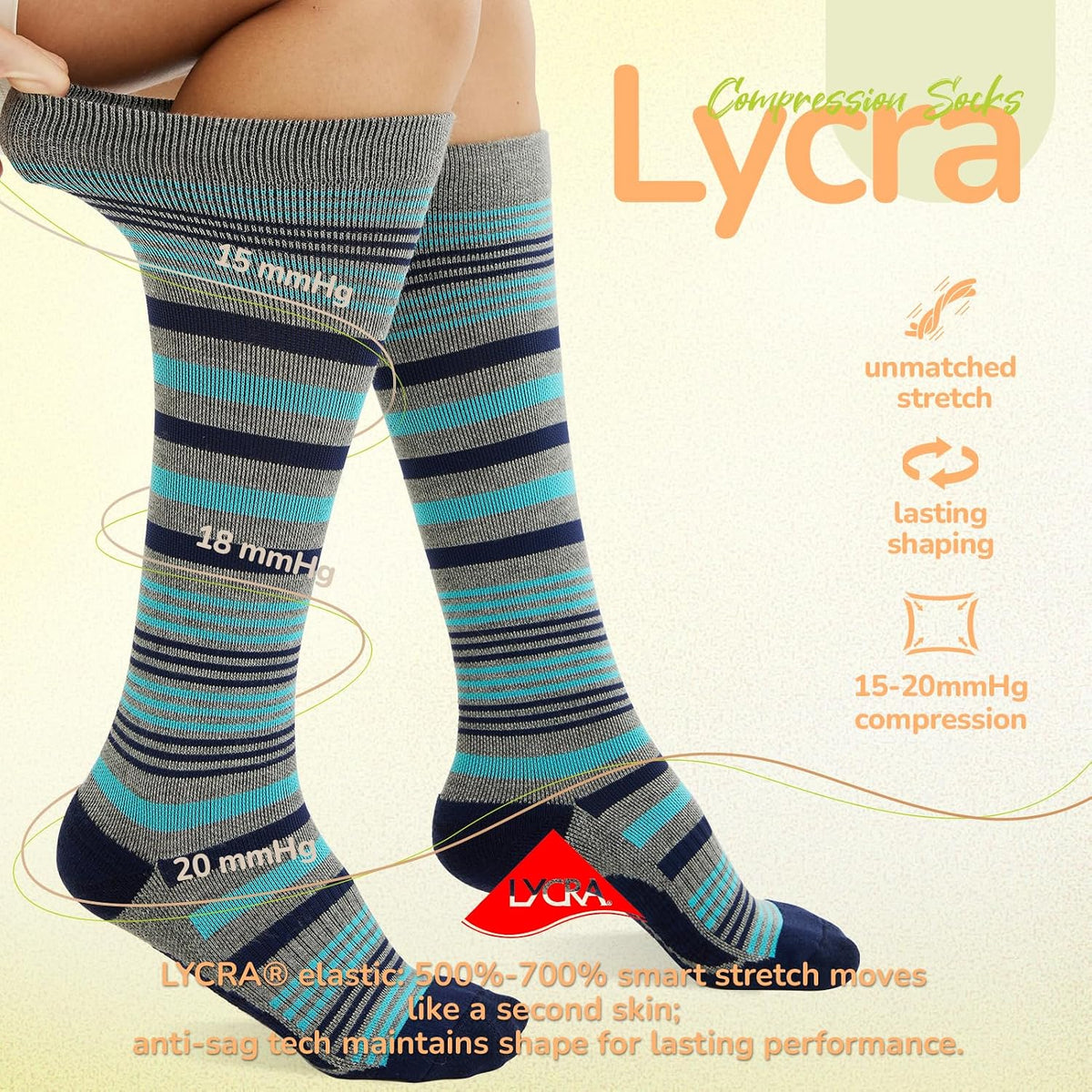 Merino Wool Compression Socks for Women Men 15-20 mmHg for flying