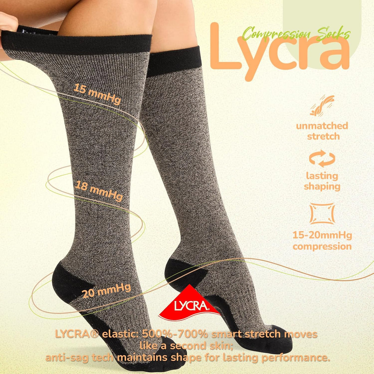 Merino Wool Compression Socks for Women Men 15-20 mmHg for flying