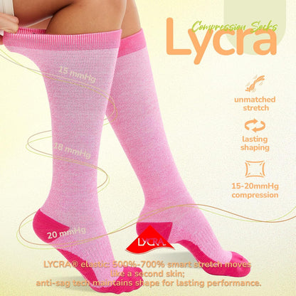 Merino Wool Compression Socks for Women Men 15-20 mmHg for flying