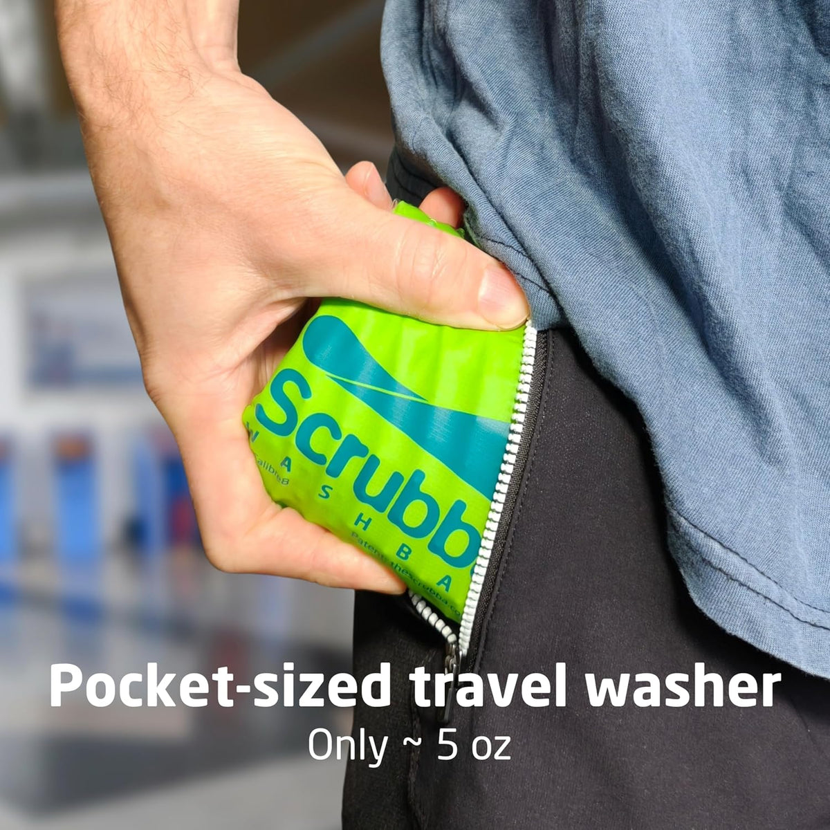 Wash Bag Patented Washboard-in-a-Bag™ 5 oz Travel Clothes Washer