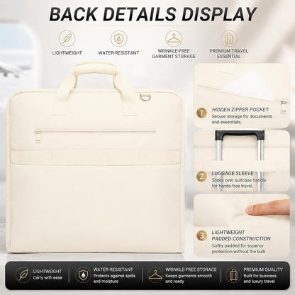 Travel Garment Bag for women,Lightweight Puffy Carry on Garment Bag for Hanging Clothes,44.7'' Waterproof Travel Suit Bag with Shoulder Strap,2 in 1 Foldable Duffle Bag,Khaki