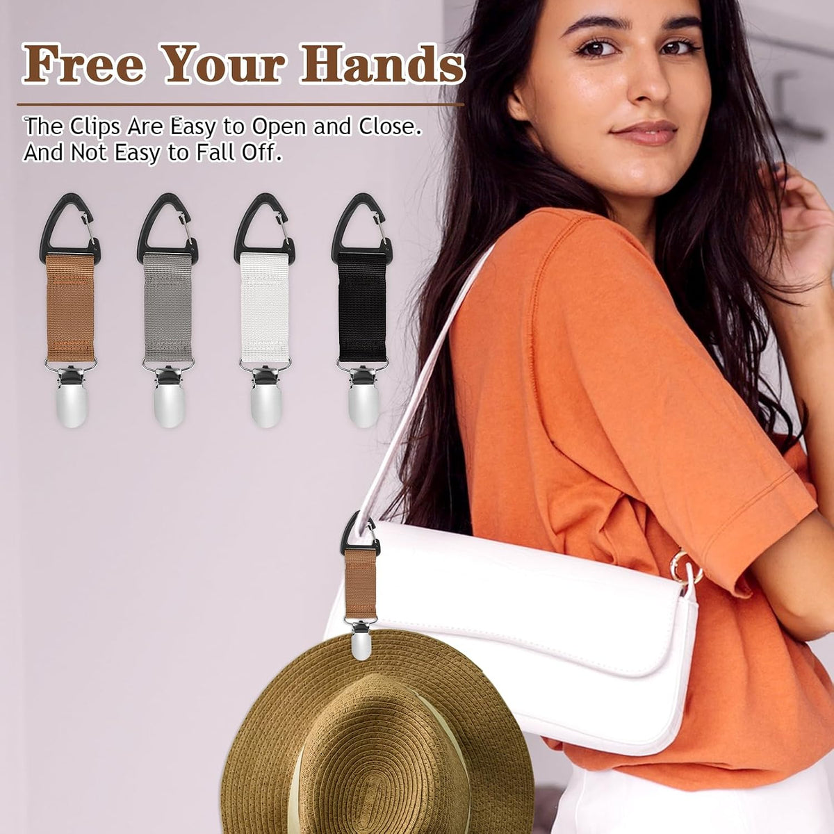 4Pcs Travel Hat Clip Elastic Hat Holder for Purse Hands-Free