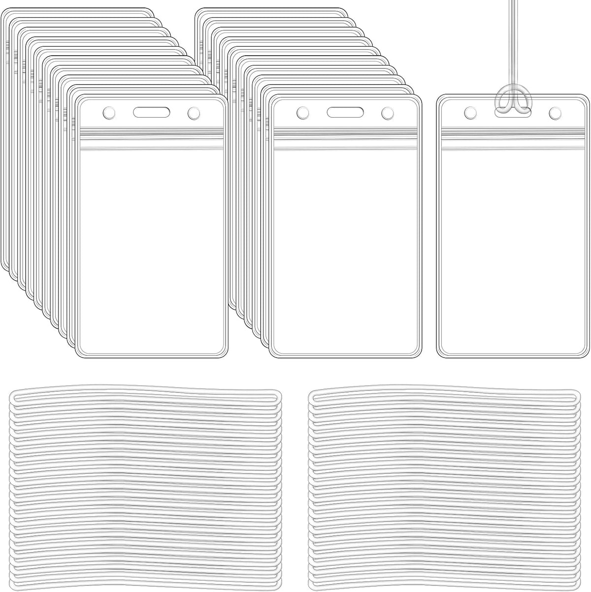 50 Pack Luggage Bag Tag Holders with 50 Pack Luggage Loops Straps