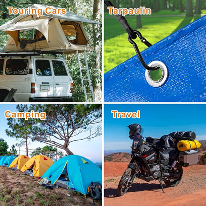 Bungee Cords with Carabiner Hooks Heavy Duty, Outdoor Black Bungee Straps, Strong Industrial Grade Elastic Bungee Rope for Securing Tarps, Luggage, Tents，Bikes, 12in + 24in + 48in，