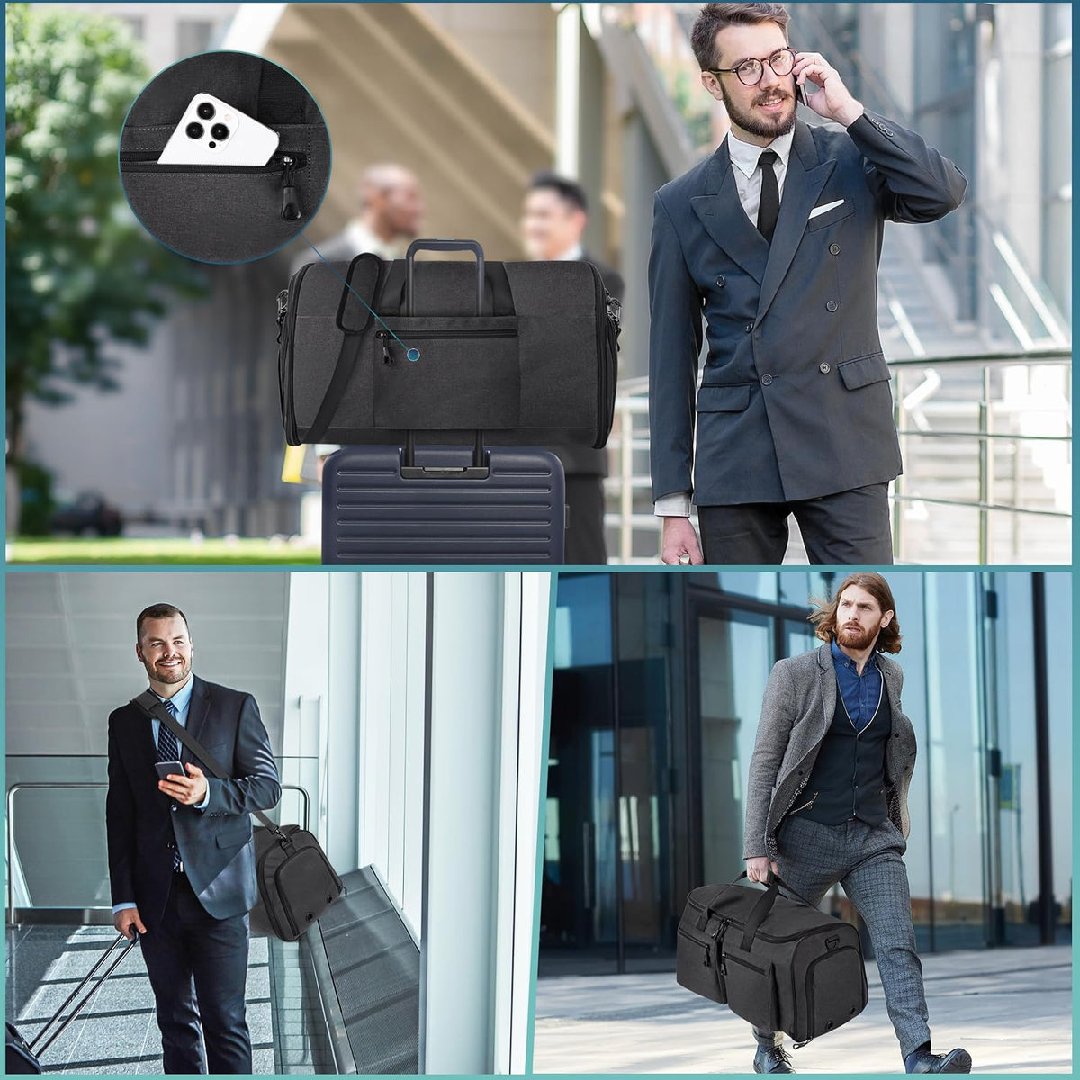 Convertible Duffle Bags for Travel Carry On Suit Duffle Bags with Shoulder Strap 2 in 1 Hanging Garment Duffle Bag for Men Women